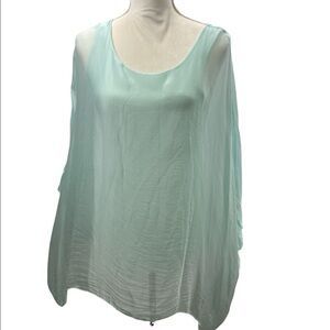 Isadora Paris Seafoam Green Sheer Top Amore Elegant Flowy Event Small Whimsical